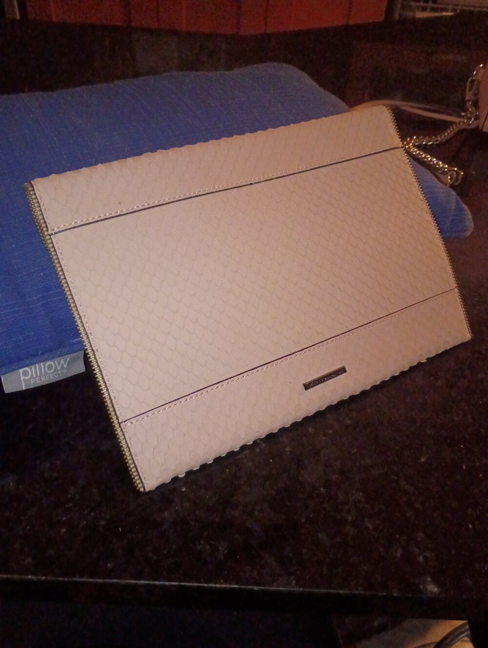 Rebecca Minkoff Cream Textured Wallet with Silver Plate